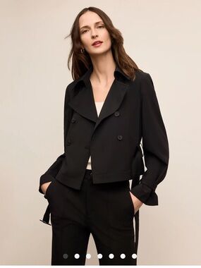 MM. Lafleur Cropped Double-Breasted Trench Jacket in Black
